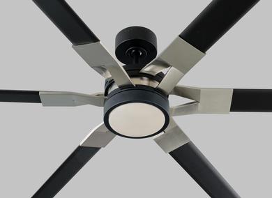 Visual Comfort Fan Loft 96" LED Ceiling Fan - Midnight Black, Handheld Remote, 6-speed, Reverse and Dimmer, indoor/outdoor 6LFR96MBKD