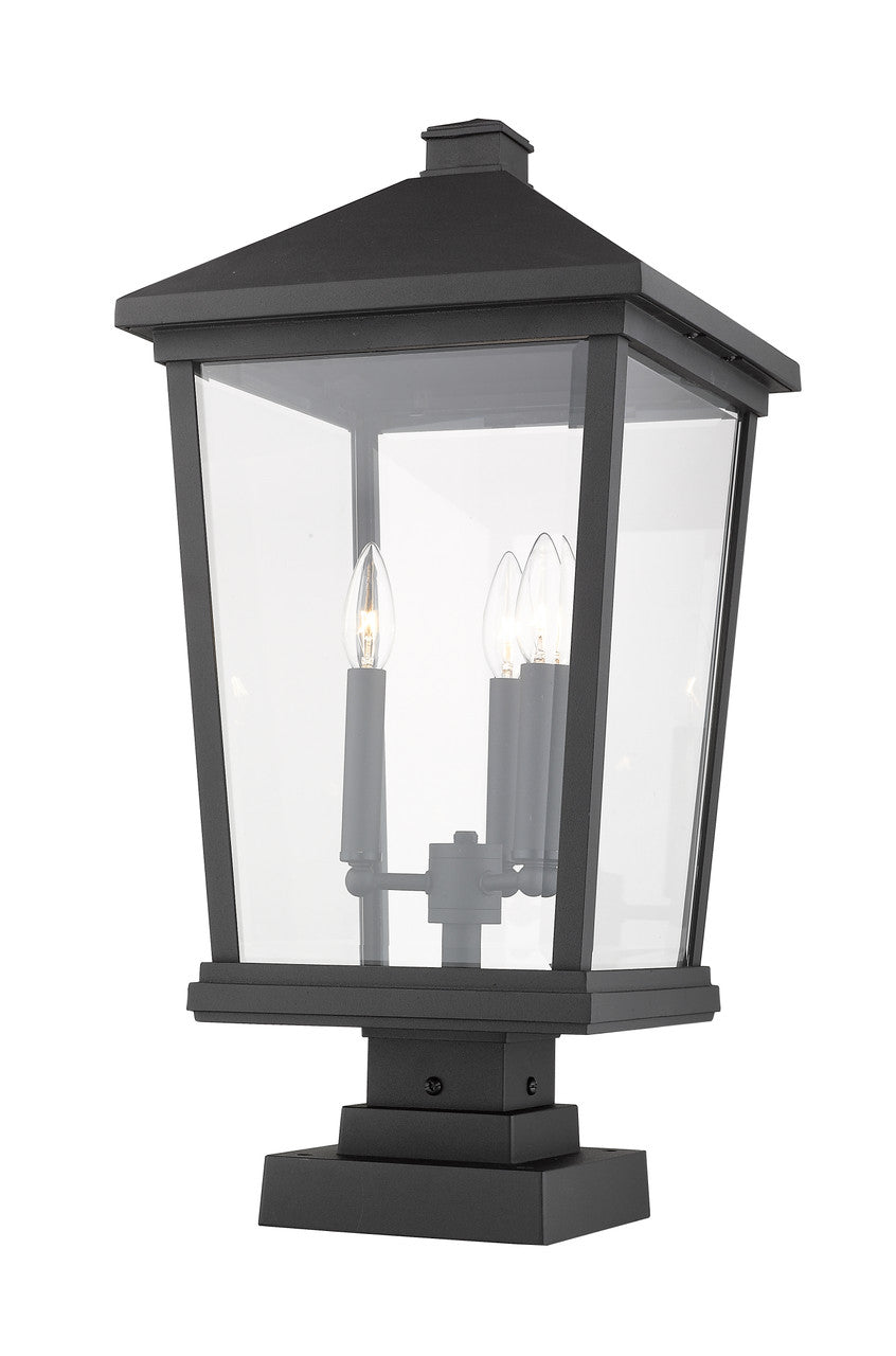 Z-Lite Beacon 3 Light Outdoor Pier Mounted Fixture in Black 568PHXLS-SQPM-BK