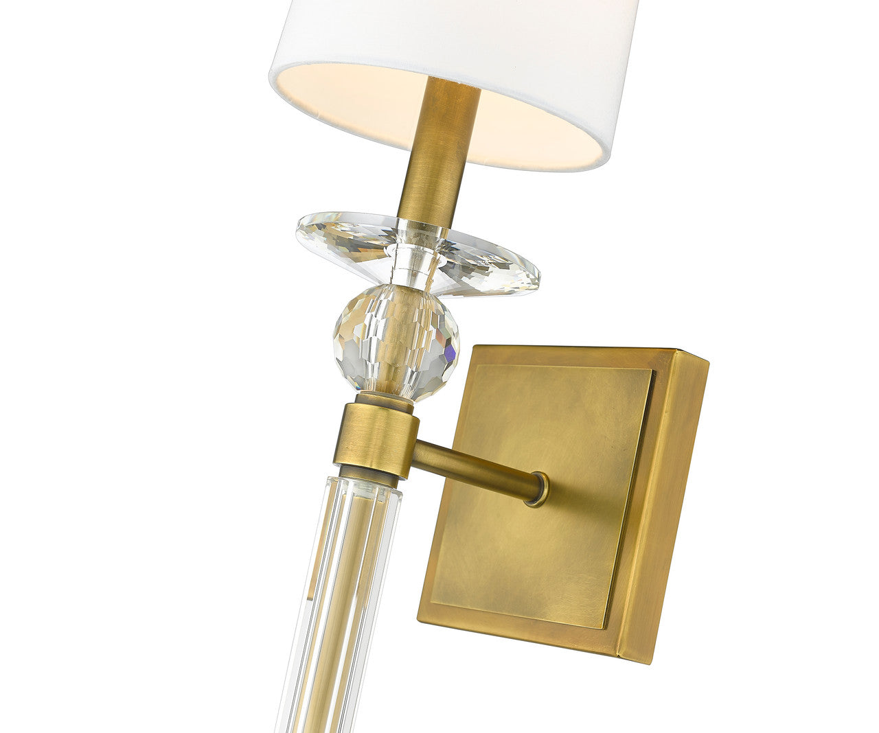 Z-Lite Ava 1 Light Wall Sconce in Rubbed Brass 804-1S-RB-WH