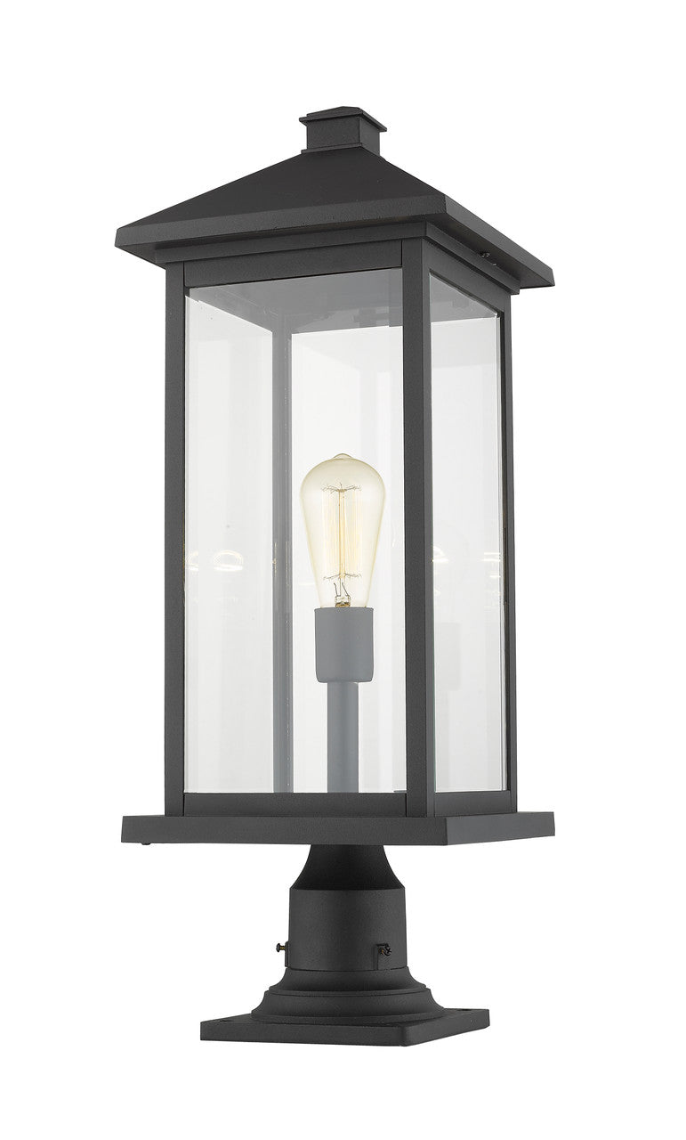 Z-Lite Portland 1 Light Outdoor Pier Mounted Fixture in Black 531PHBXLR-533PM-BK