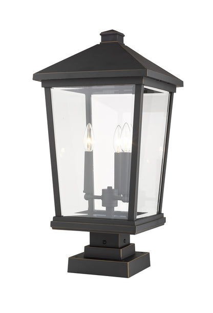 Z-Lite Beacon 3 Light Outdoor Pier Mounted Fixture in Oil Rubbed Bronze 568PHXLS-SQPM-ORB