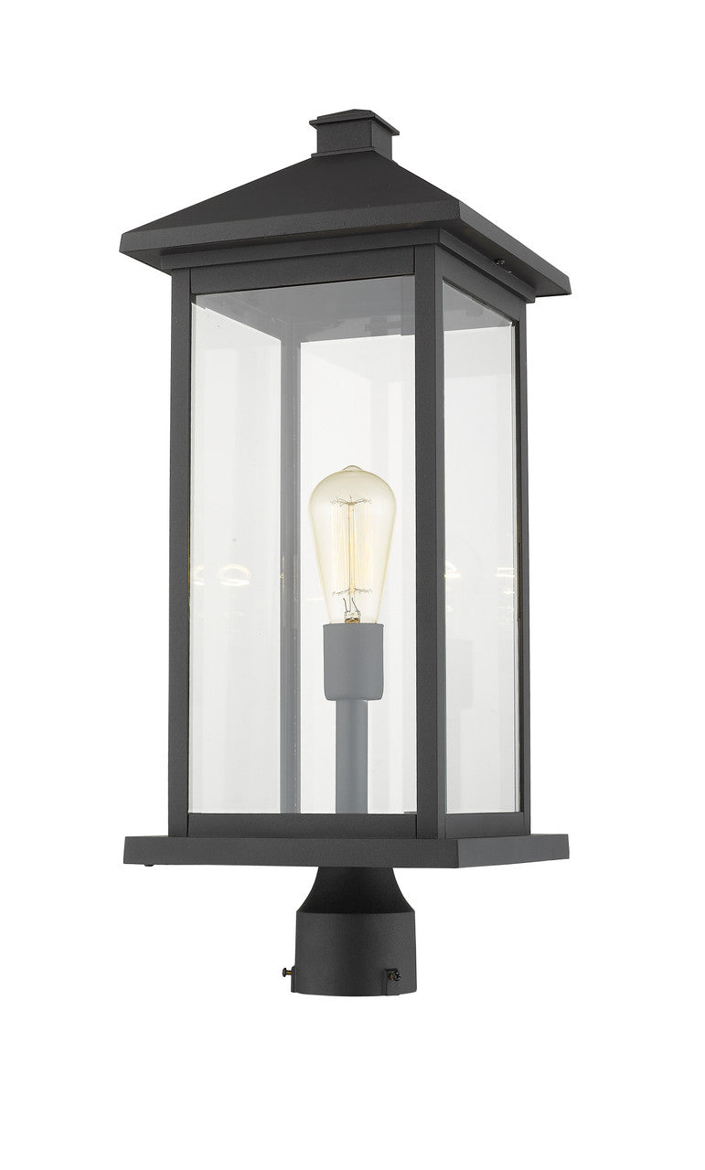 Z-Lite Portland 1 Light Outdoor Post Mount Fixture in Black 531PHBXLR-BK