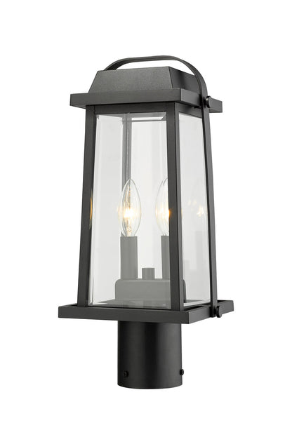 Z-Lite Millworks 2 Light Outdoor Post Mount Fixture in Black 574PHMR-BK