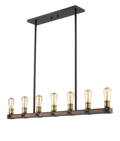 Z-Lite Kirkland 7 Light Linear Chandelier in Rustic Mahogany 472-7L-RM