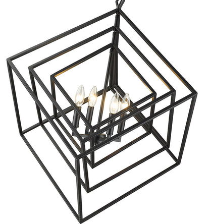 Z-Lite Euclid 4 Light Chandelier in Matte Black 457-4MB