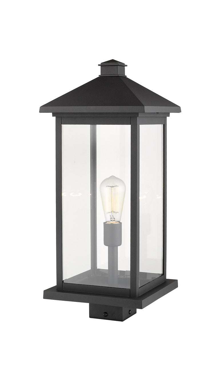 Z-Lite Portland 1 Light Outdoor Post Mount Fixture in Black 531PHBXLS-BK