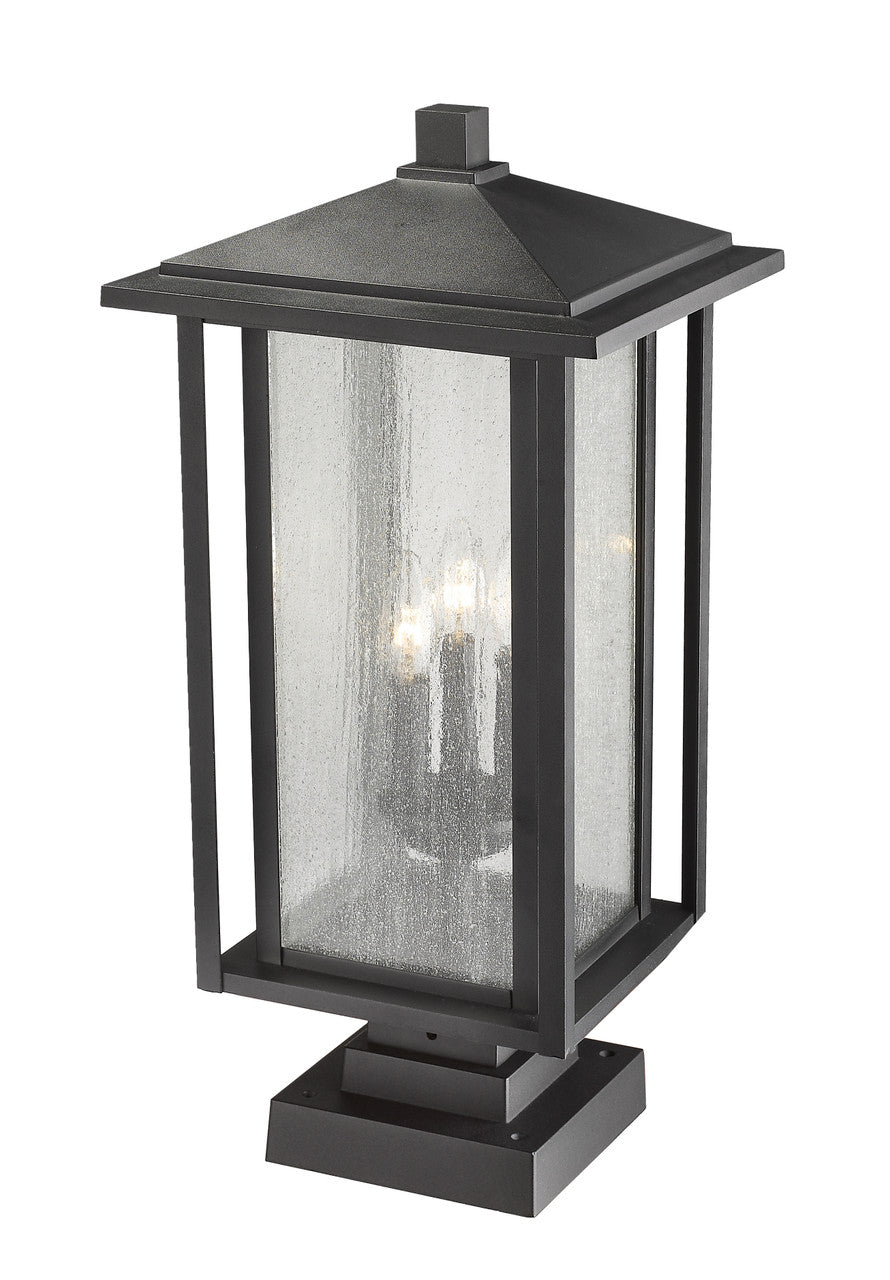 Z-Lite Aspen 3 Light Outdoor Pier Mounted Fixture in Black 554PHXLS-SQPM-BK