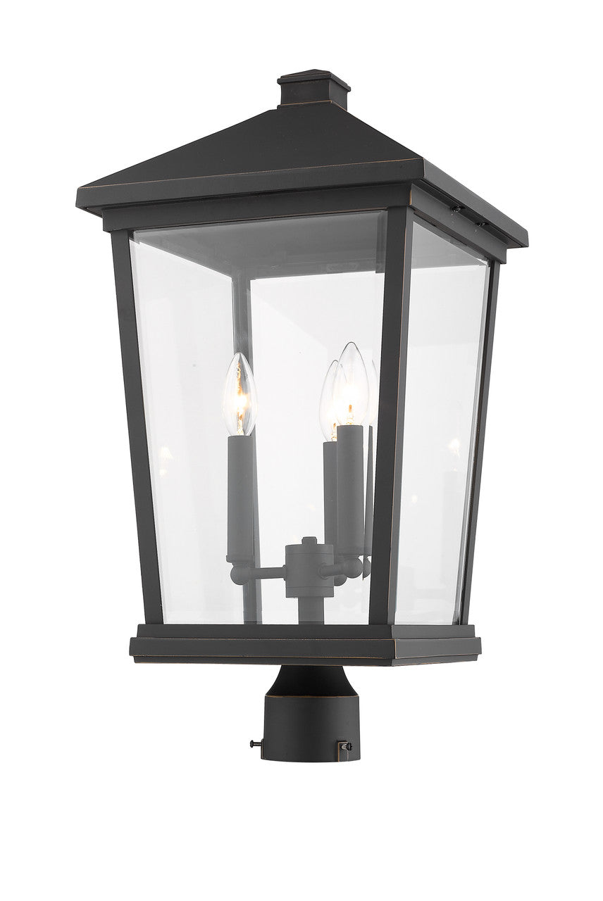 Z-Lite Beacon 3 Light Outdoor Post Mount Fixture in Oil Rubbed Bronze 568PHXLR-ORB