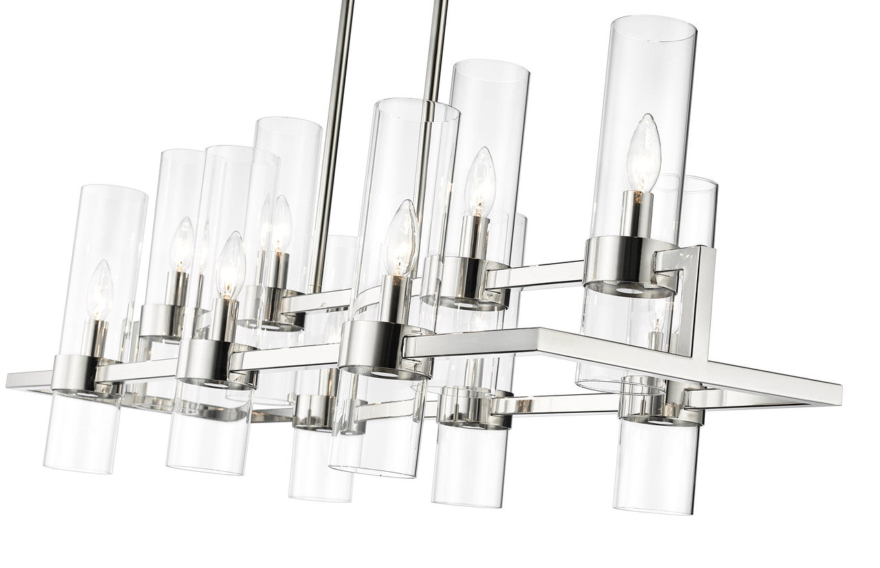 Z-Lite Datus 10 Light Linear Chandelier in Polished Nickel 4008-10PN