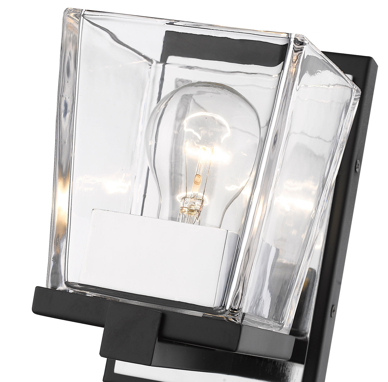 Z-Lite Bleeker Street 1 Light Wall Sconce in Matte Black + Chrome 475-1S-MB-CH