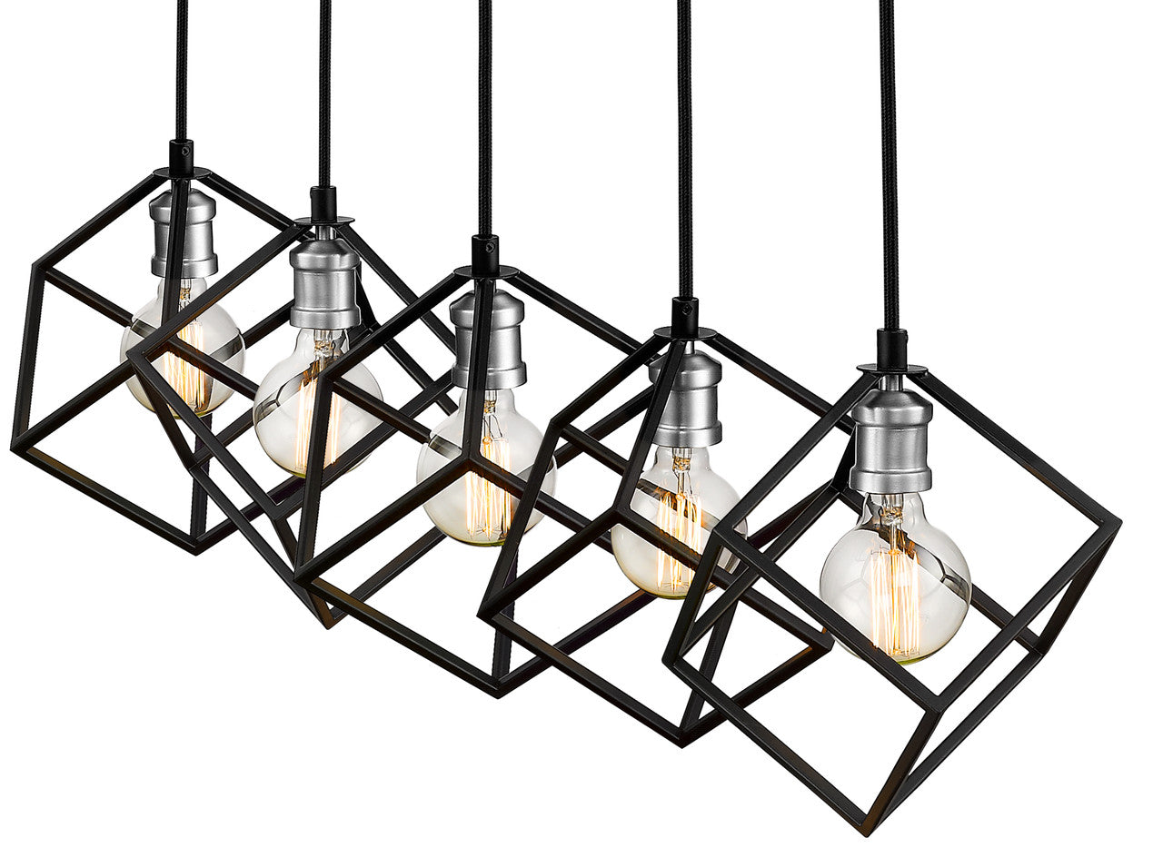 Z-Lite Vertical 5 Light Linear Chandelier in Matte Black + Brushed Nickel 478-5L-MB-BN