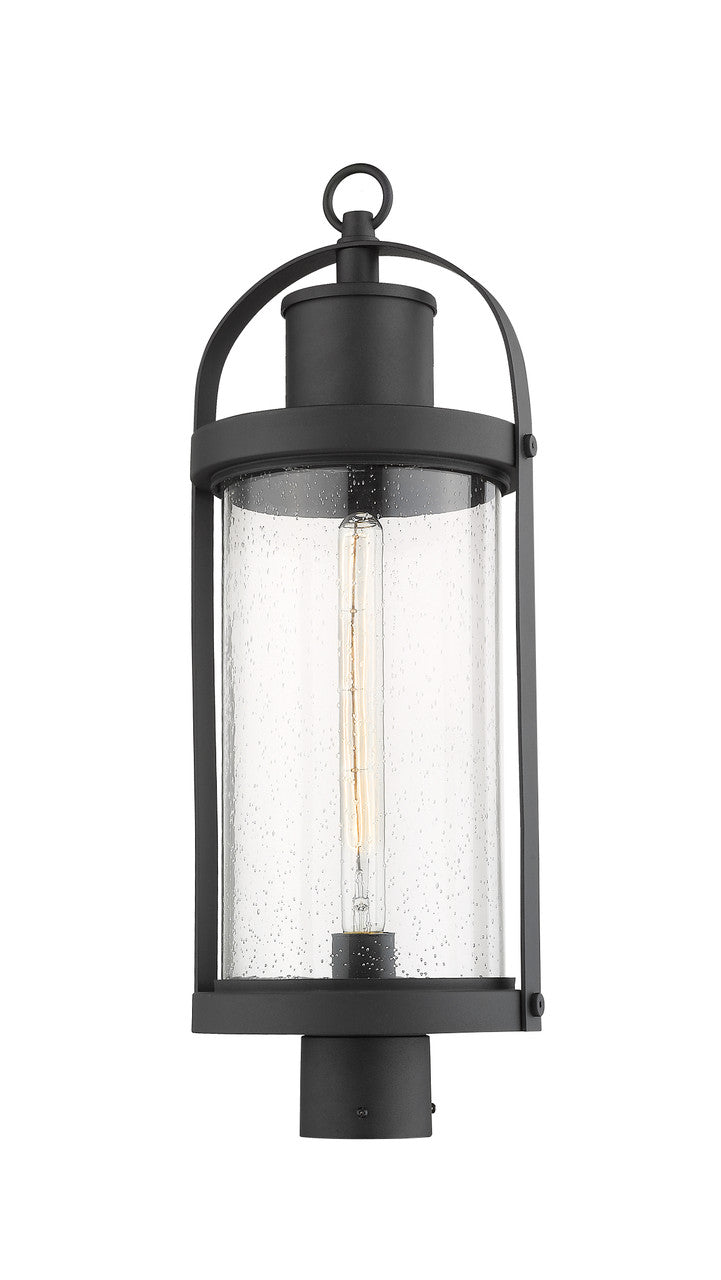 Z-Lite Roundhouse 1 Light Outdoor Post Mount Fixture in Black 569PHB-BK