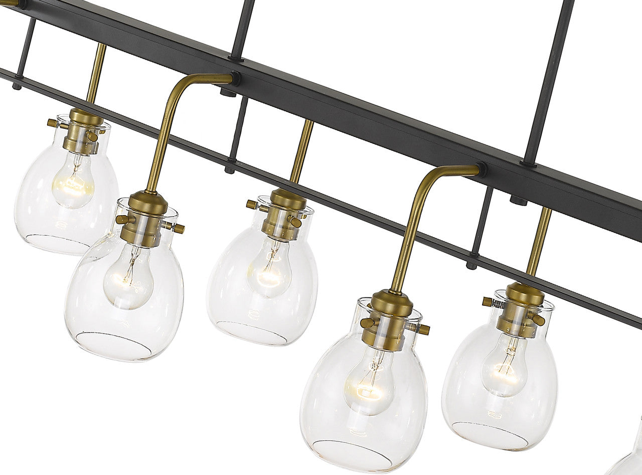 Z-Lite Kraken 8 Light Linear Chandelier in Matte Black + Olde Brass 466-8L-MB-OBR