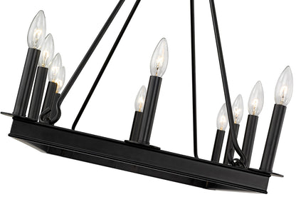 Z-Lite Barclay 10 Light Linear Chandelier in Matte Black 482-10L-MB