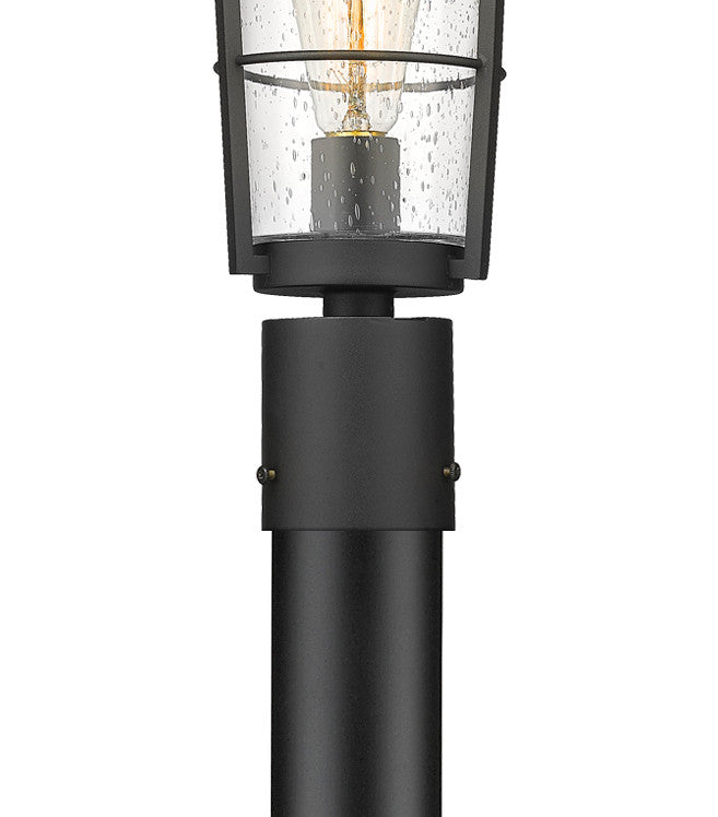 Z-Lite Helix 1 Light Outdoor Post Mounted Fixture in Black 591PHM-567P-BK