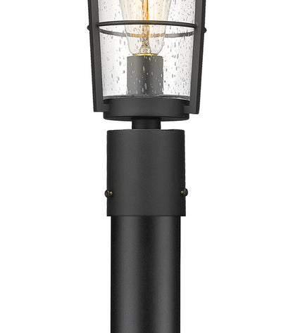 Z-Lite Helix 1 Light Outdoor Post Mounted Fixture in Black 591PHM-567P-BK