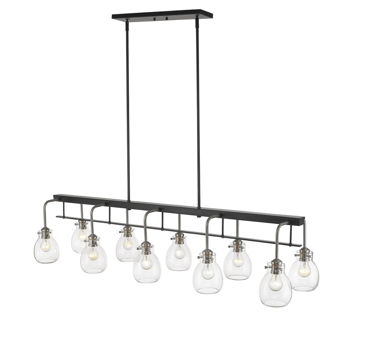 Z-Lite Kraken 10 Light Linear Chandelier in Matte Black + Brushed Nickel 466-10L-MB-BN