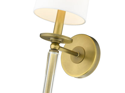 Z-Lite Avery 1 Light Wall Sconce in Rubbed Brass 810-1S-RB-WH