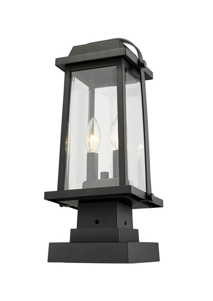 Z-Lite Millworks 2 Light Outdoor Pier Mounted Fixture in Black 574PHMS-SQPM-BK