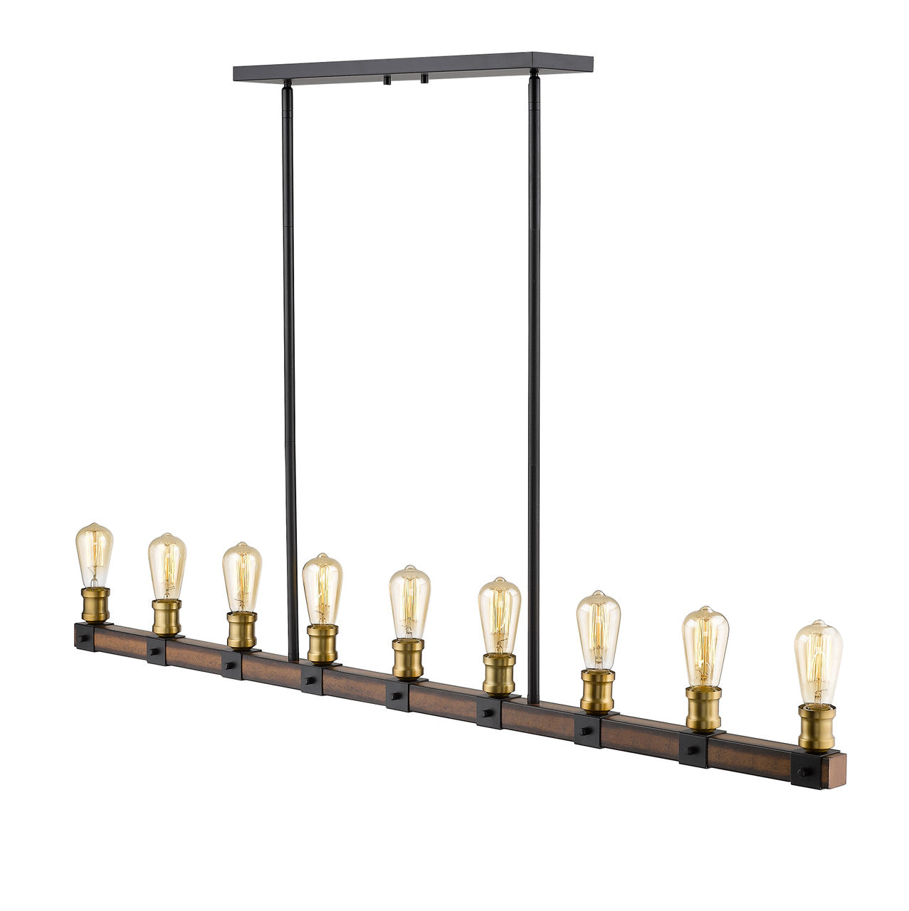 Z-Lite Kirkland 9 Light Linear Chandelier in Rustic Mahogany 472-9L-RM