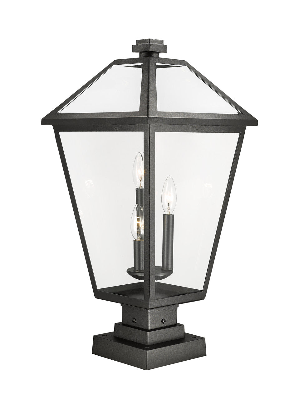 Z-Lite Talbot 3 Light Outdoor Pier Mounted Fixture in Black 579PHXLS-SQPM-BK