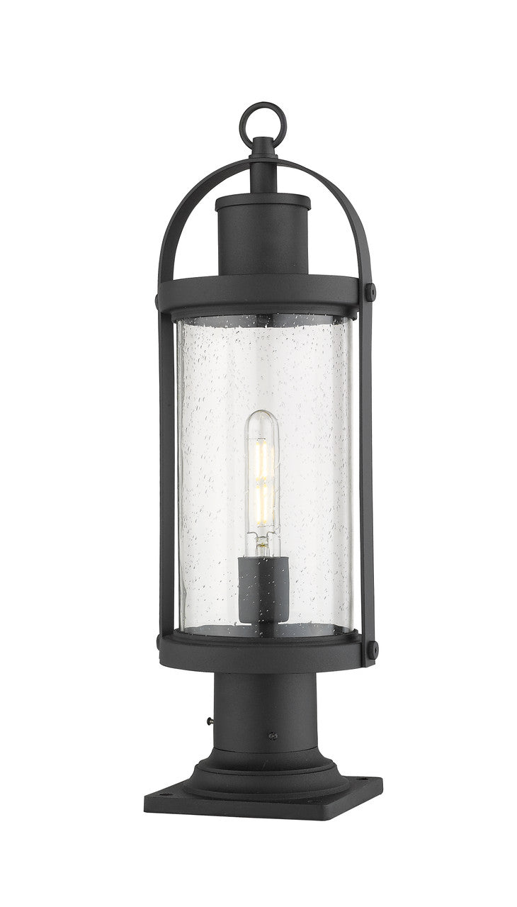 Z-Lite Roundhouse 1 Light Outdoor Pier Mounted Fixture in Black 569PHM-533PM-BK