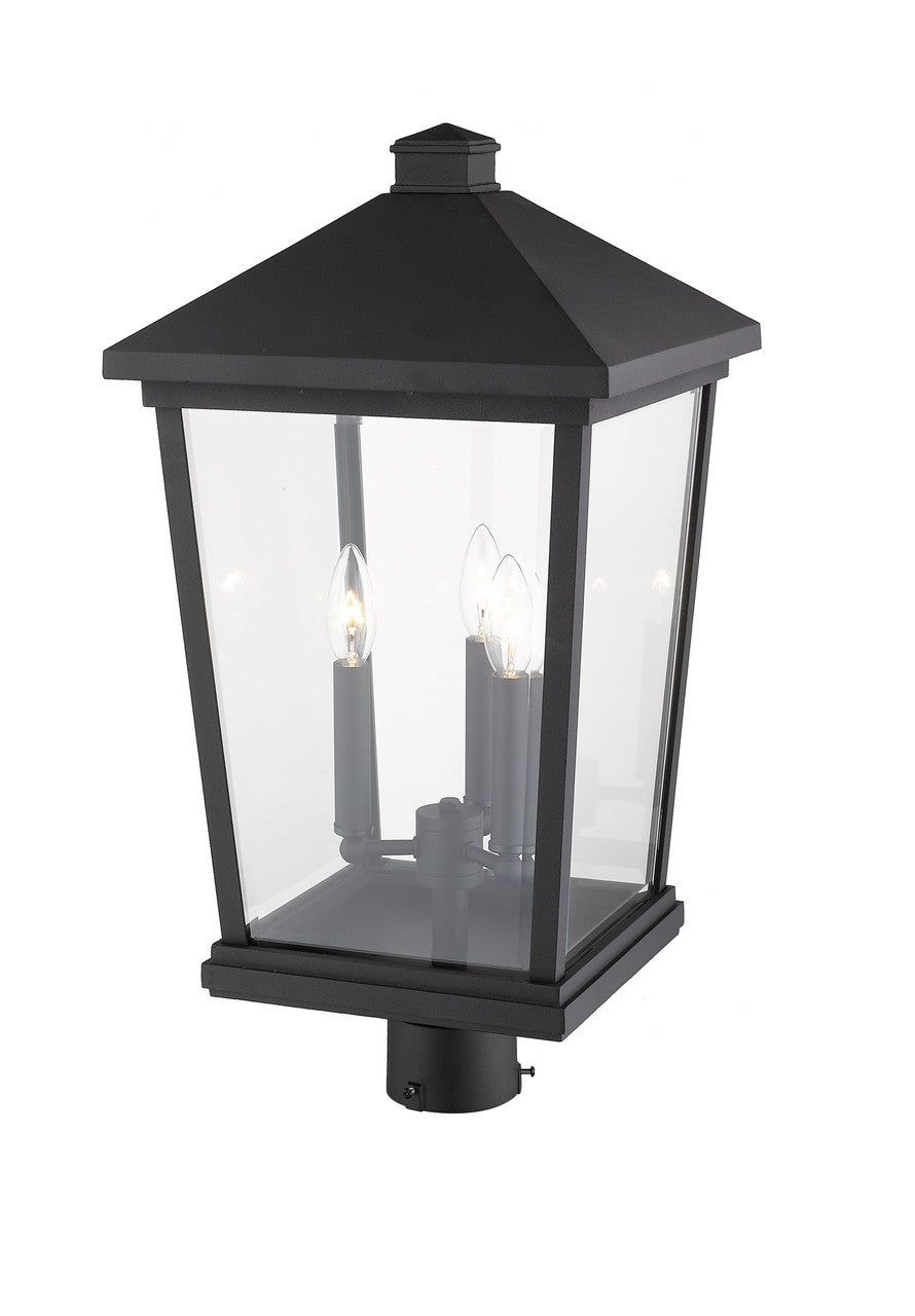 Z-Lite Beacon 3 Light Outdoor Post Mount Fixture in Black 568PHXLR-BK