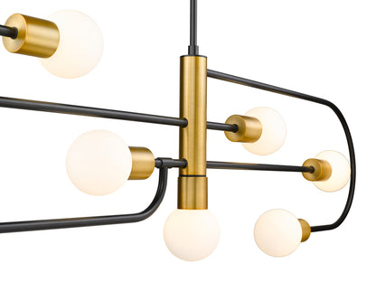 Z-Lite Neutra 7 Light Linear Chandelier in Matte Black + Foundry Brass 621-7L-MB-FB