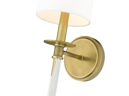 Z-Lite Mila 1 Light Wall Sconce in Rubbed Brass 808-1S-RB-WH