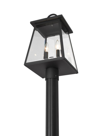 Z-Lite Broughton 2 Light Outdoor Post Mounted Fixture in Black 521PHMR-519P-BK