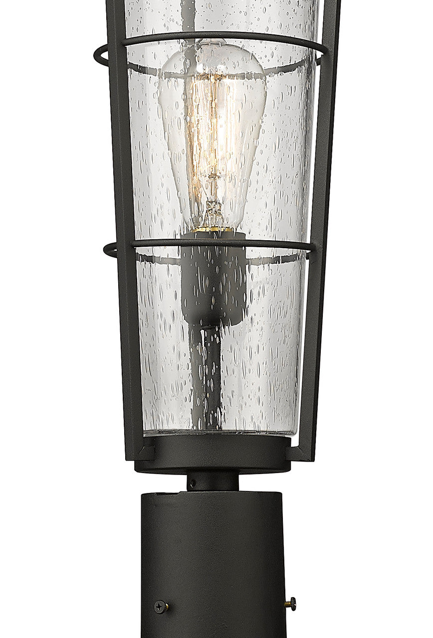 Z-Lite Helix 1 Light Outdoor Post Mounted Fixture in Black 591PHB-567P-BK