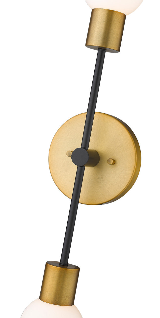 Z-Lite Neutra 2 Light Wall Sconce in Matte Black + Foundry Brass 621-2S-MB-FB