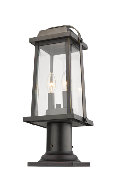 Z-Lite Millworks 2 Light Outdoor Pier Mounted Fixture in Oil Rubbed Bronze 574PHMR-533PM-ORB