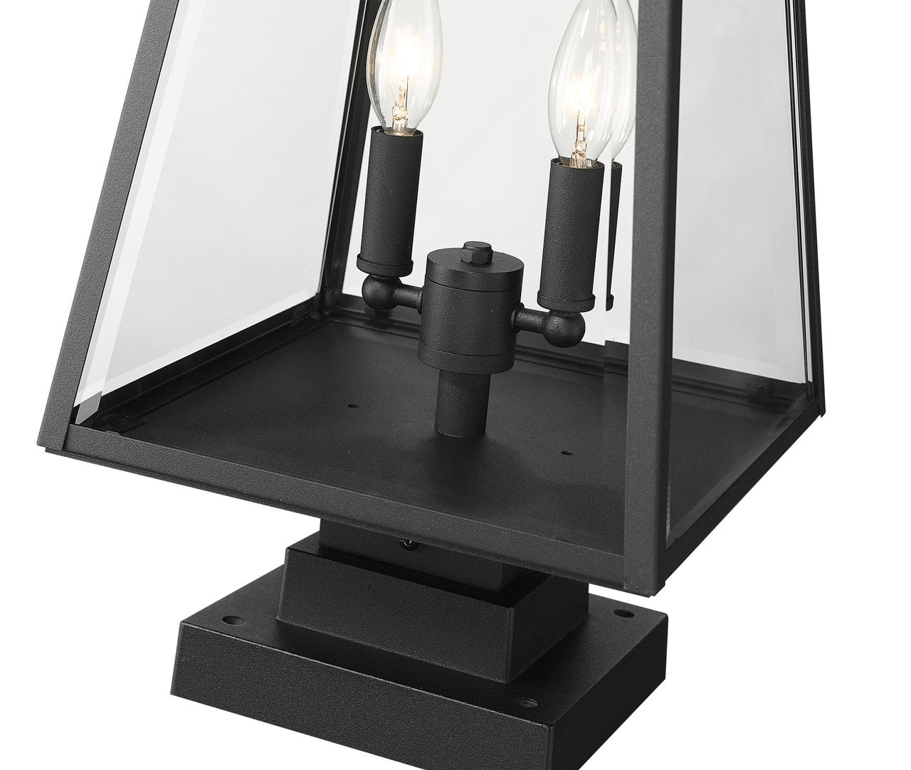 Z-Lite Broughton 2 Light Outdoor Pier Mounted Fixture in Black 521PHMS-SQPM-BK