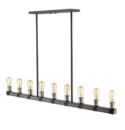 Z-Lite Kirkland 9 Light Linear Chandelier in Ashen Barnboard 472-9L-ABB