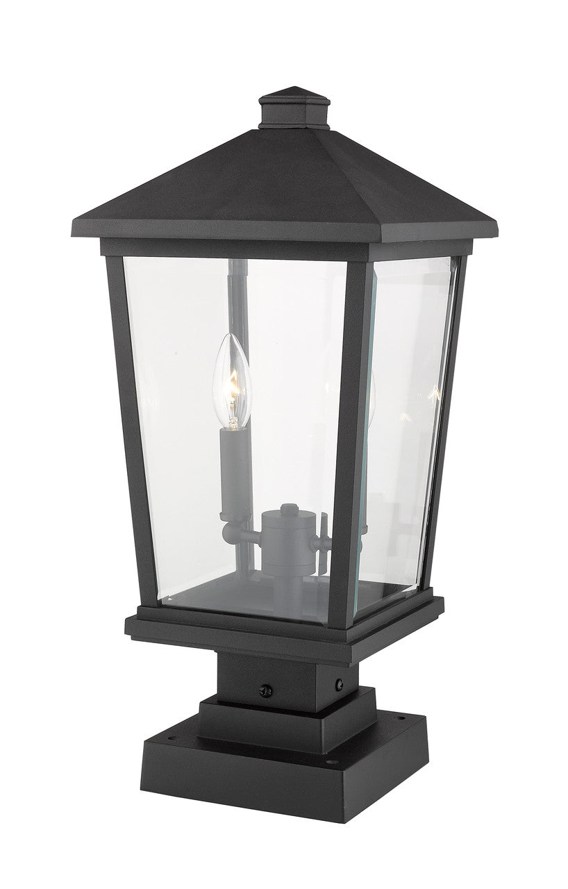 Z-Lite Beacon 2 Light Outdoor Pier Mounted Fixture in Black 568PHBS-SQPM-BK