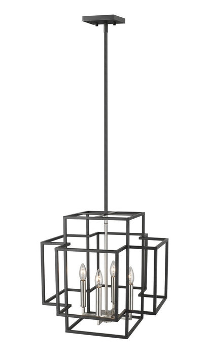 Z-Lite Titania 4 Light Chandelier in Black + Brushed Nickel 454-18BK-BN