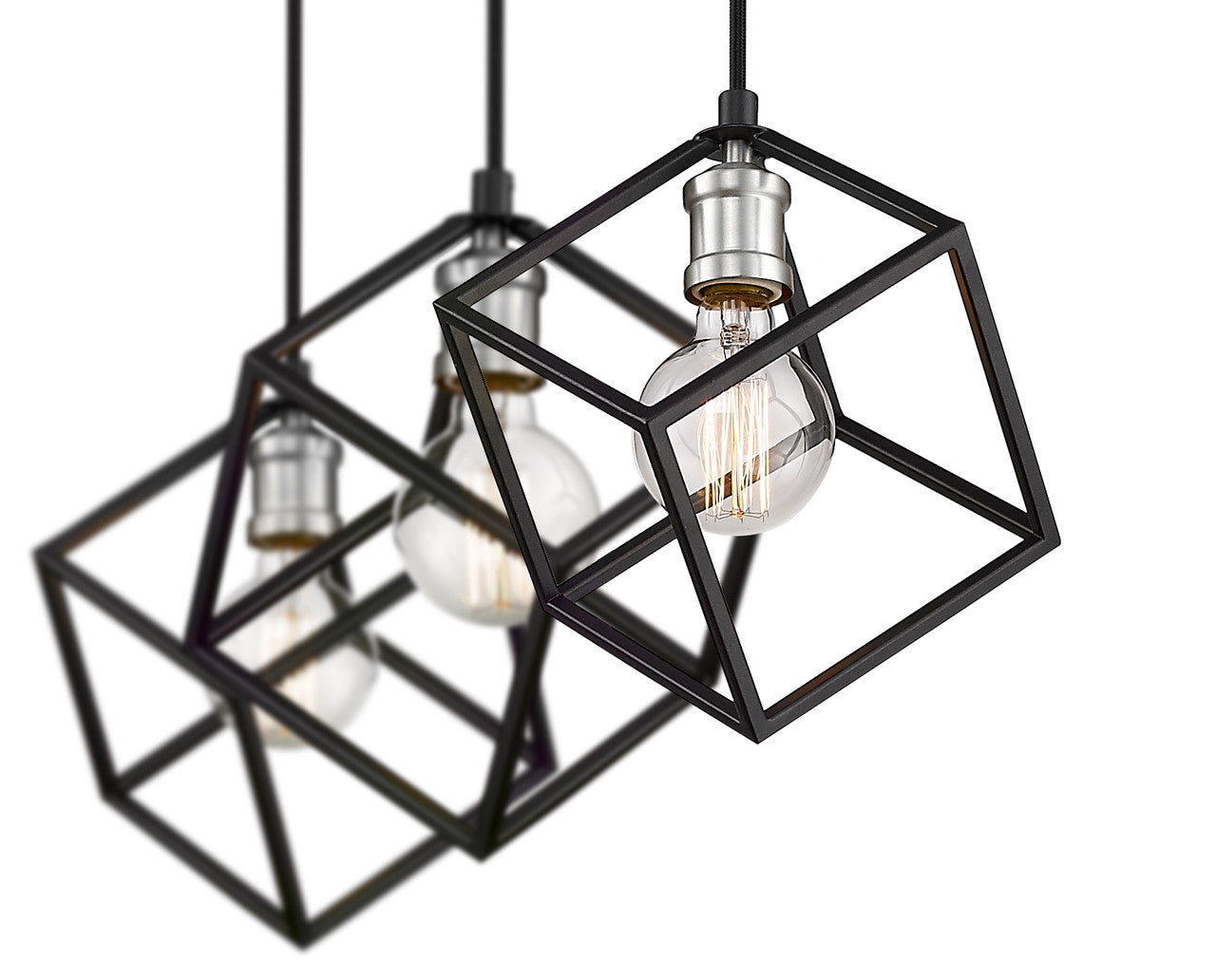 Z-Lite Vertical 3 Light Linear Chandelier in Matte Black + Brushed Nickel 478-3L-MB-BN