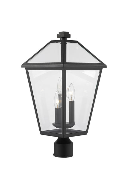 Z-Lite Talbot 3 Light Outdoor Post Mount Fixture in Black 579PHBR-BK