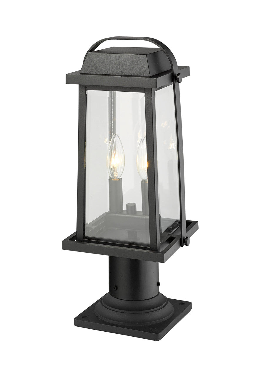 Z-Lite Millworks 2 Light Outdoor Pier Mounted Fixture in Black 574PHMR-533PM-BK