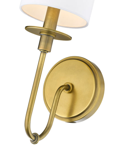 Z-Lite Ella 1 Light Wall Sconce in Rubbed Brass 809-1S-RB-WH