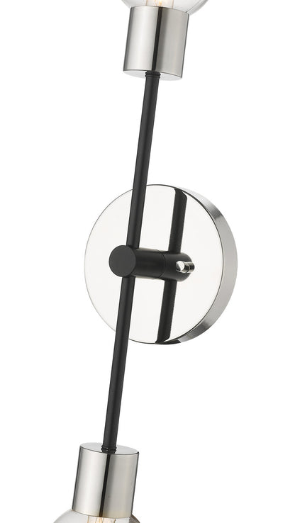 Z-Lite Neutra 2 Light Wall Sconce in Matte Black + Polished Nickel 621-2S-MB-PN