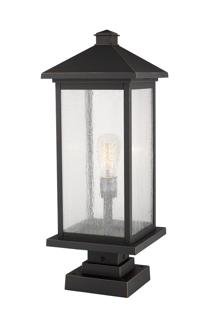 Z-Lite Portland 1 Light Outdoor Pier Mounted Fixture in Oil Rubbed Bronze 531PHBXLS-SQPM-ORB