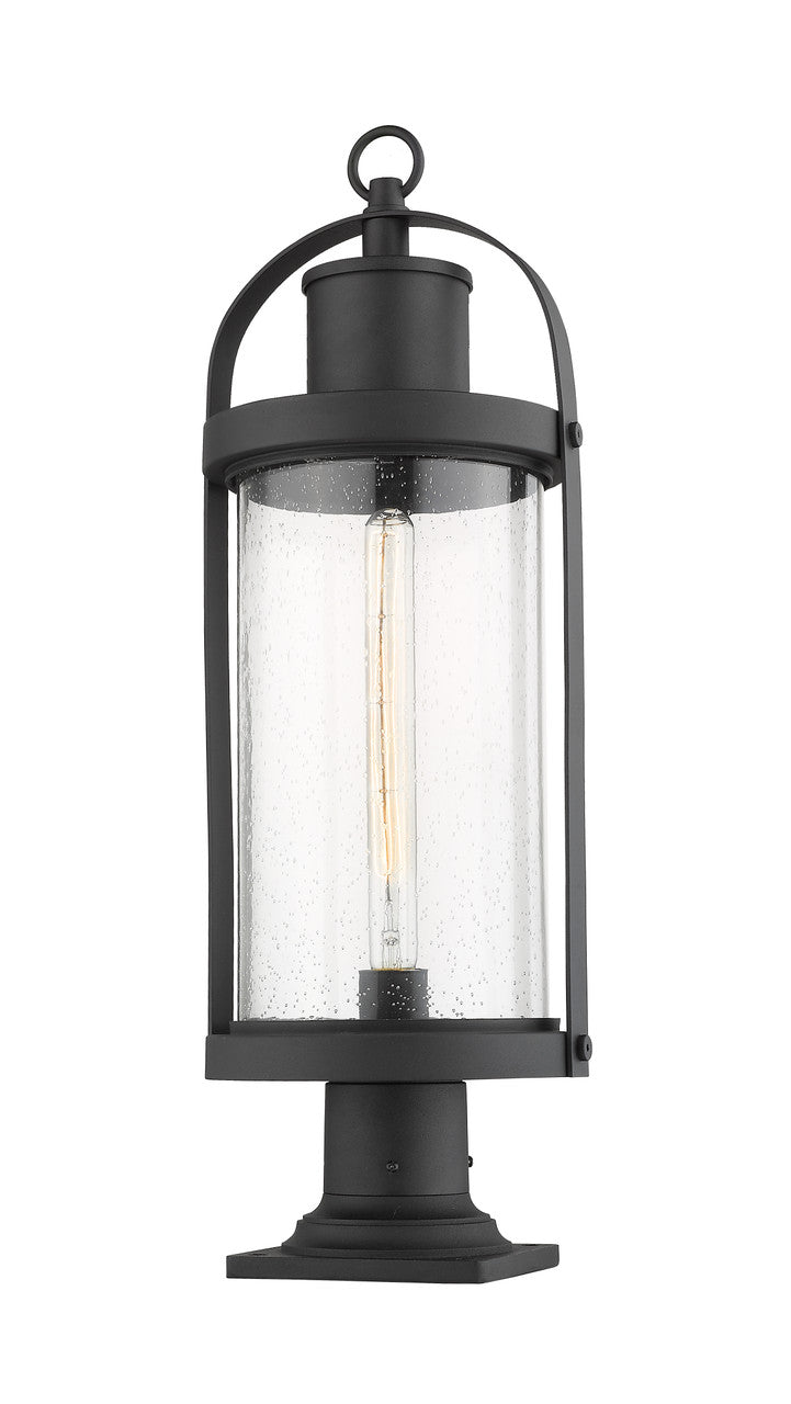 Z-Lite Roundhouse 1 Light Outdoor Pier Mounted Fixture in Black 569PHB-533PM-BK