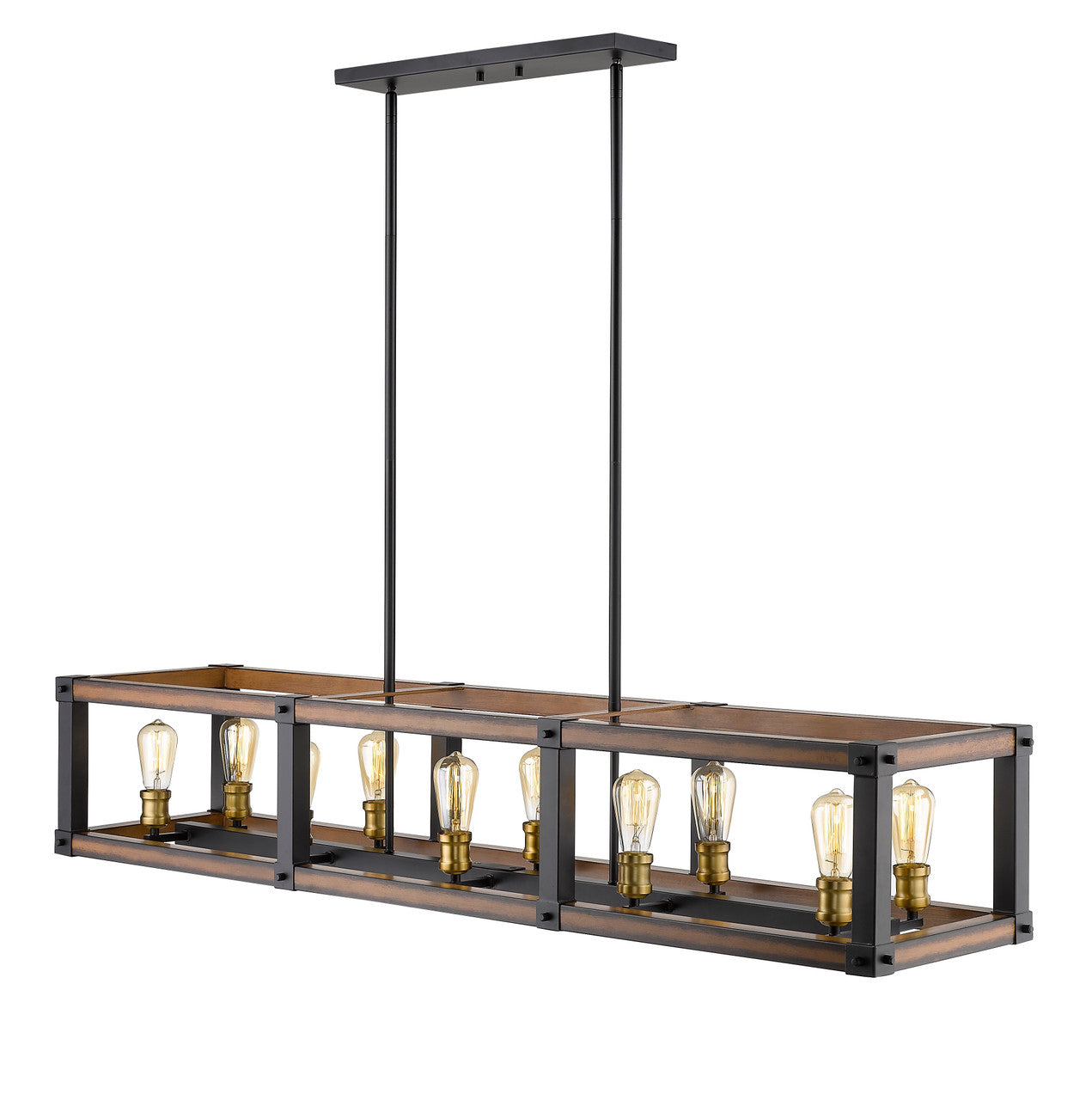 Z-Lite Kirkland 10 Light Linear Chandelier in Rustic Mahogany 472-10L-RM