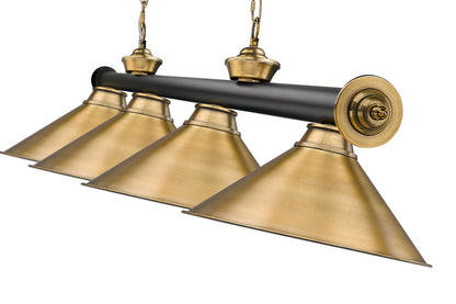 Z-Lite Cordon 4 Light Billiard in Matte Black + Rubbed Brass 2306-4MB-RB-RB15