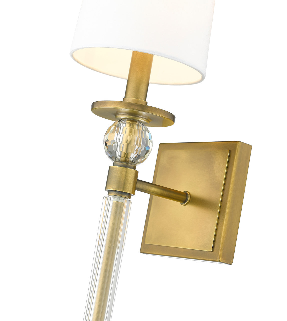 Z-Lite Mia 1 Light Wall Sconce in Rubbed Brass 805-1S-RB-WH