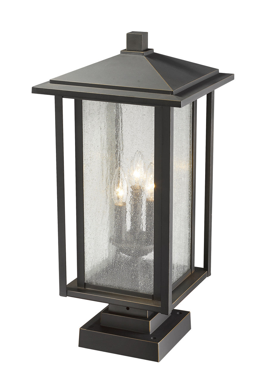 Z-Lite Aspen 3 Light Outdoor Pier Mounted Fixture in Oil Rubbed Bronze 554PHXLS-SQPM-ORB