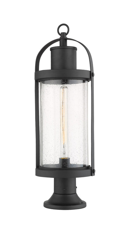 Z-Lite Roundhouse 1 Light Outdoor Pier Mounted Fixture in Black 569PHB-553PM-BK