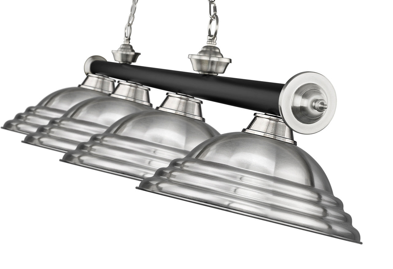 Z-Lite Cordon 4 Light Billiard in Matte Black + Brushed Nickel 2306-4MB-BN-SBN